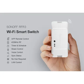 SONOFF RFR3 Wifi Stikalo za Daljinski Nadzor Doma Naprave, Ventilatorji, Luči, Nočne Svetilke On/Off Smart Stikalo za Brezžično povezavo