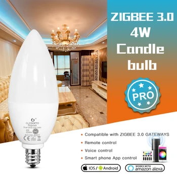 GLEDOPTO ZigBee 3.0 Smart Žarnica E12/E14 4W 50.000 Ur Življenja Pametnega Doma 100-240V Smart Žarnica Delo Z Amazon Echo Plus Alexa