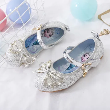 Disney otroška princesa čevlji nova moda dekleta usnjeni čevlji malo deklet, mehka podplatom kristalno čevlji