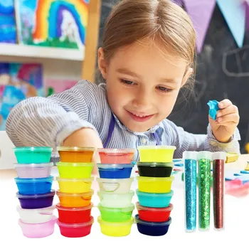 24 Barv Otroci DIY Sluzi Kit Sluzi Čare Bleščice Kozarci Sluzi Dobave Komplet Igrač Kristalno Gline Za Otroke