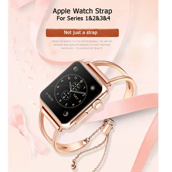 Dame Trak Za Apple Watch band 38 mm 42mm 40 mm iWatch 4 band 44 mm Kovinski Nakit pas, Zapestnica correa Apple ura 5 4 3 2 1
