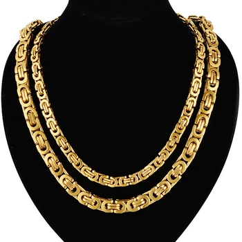 Ogrlica Za Moške 6 MM, 8 MM, iz Nerjavnega Jekla, Zlata Bizantinski Zajeziti Povezavo Verige Mens Modni Nakit