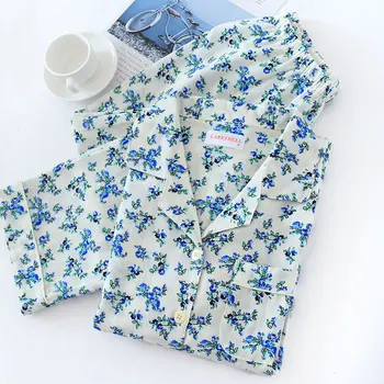 Koreja Sveže Cvetje Pajama Določa Žensk Gaza Bombaž Dolg Rokav Priložnostne Sleepwear Pižame Femme Pomlad Pijama Mujer 2020 Nova
