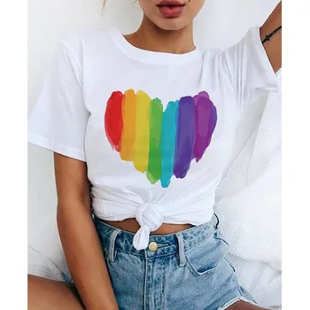 Lgbt t shirt Ljubezen Zmaga ljubezen je ljubezen, lezbijke, biseksualci in lezbijke, geji, ženske mavrica ženski top majica s kratkimi rokavi tshirt tee srajce kawaii