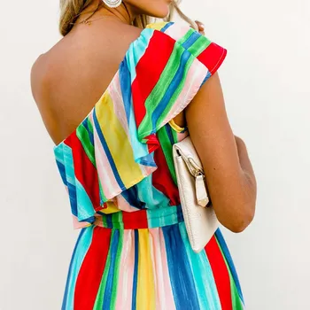 Poletje Oblačenja Žensk Priložnostne Multicolor Trak Spopad Vratu Brez Rokavov Obleke Velikosti Plaži Bohemian Oblačenja Vestido