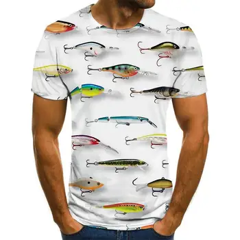 Nov poletni 3D tiskanih ribe vzorec moških in žensk priložnostne T-shirt Modni trend mladih kul moška t-shirt Hip hop kratek rokav