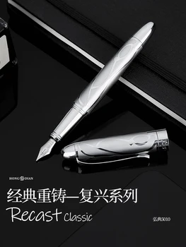 Hongdian Kovinski Nalivno Pero, Kovinski olajšave Iridium EF/F/Ukrivljena Konica Lepo Drevo Teksturo Odlična Poslovna Pisarna Pisanje Darilo Pero