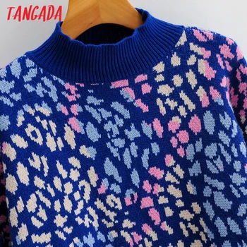 Tangada jeseni leta 2020 ženske pisane leopard vzorec pulover kašmir prevelik pleten pulover pulover skakalec SY246