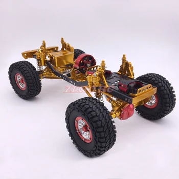 Kul Dirke CNC 1/10 Obsega Rock Crawler Tovornjak Aluminija Osno SCX10 Ohišje W/ karbonski Okvir Medosno razdaljo 313mm Zlato