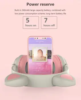 5 Barvo Srčkan Brezžične Slušalke Žareče Bluetooth 5.0 Slušalke Mačje Uho Slušalke Hifi Stereo Glasbe, Slušalke Z Mikrofonom