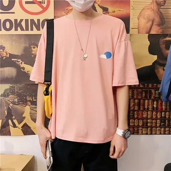 Harajuku Ulične Poletje T Shirt za Moške Moški Tshirt korejskem Slogu Ulzzang Tee Vrh Grafika, Tiskanje Hip Hop Oblačila Kratek Rokav