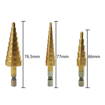 HSS Jekla, Titana Korak Drill Bit 3-12 mm 4-12 mm 4-20 mm, Korak Cone Cutt Tools Kovinski Drill Bit Set za Les Lesa