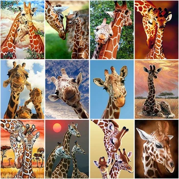 DIY Žirafa 5D Diamond Slikarstvo Celoten Krog Vaja Nosorogovo Živali Daimond Vezenje Navzkrižno Šiv Kompleti