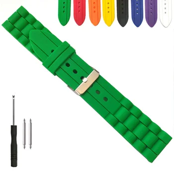 20 mm 22 mm Silikonske Gume Watch Band Mehkega Jelly Gume, Veriga Trak Črno Bela Zelena Rdeča Modra Rumena Oranžna Debelo