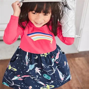 Princesa Baby Dekleta Obleke Bombaž Dolg Rokav Prostor Otroke Jesen Pomlad Oblačil Z Žepi Kostum, Obleke Za Dekleta Stranka