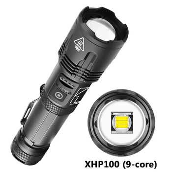 XHP100 9-core Led Svetilka Power Bank Funkcijo Baklo Usb Polnilne 18650, ali 26650 Baterije Zoomable Aluminij Zlitine Luč