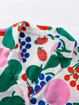 2020 ženske tropskega sadja tiskanja priložnostne svoboden delavska bluzo ženski beach slog kratek rokav srajce elegantna žep blusas vrhovi LS6750