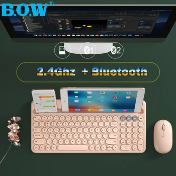 B. O. W 2,4 Ghz & Bluetooth za Polnjenje Brezžično Tipkovnico Multi-naprave, Povezane z Režo za iPad, iPhone Tiho Tpying