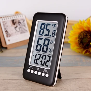 Gospodinjski Digitalni LCD Temperatura Vlažnost Meter v Zaprtih prostorih Termometer, Higrometer Vremenska Postaja z Uro