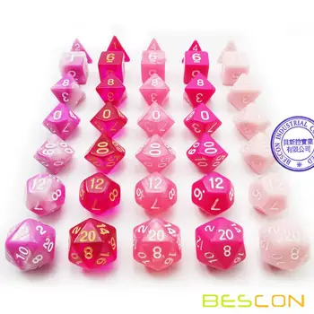 Bescon Polyhedral RPG Kocke Polno 35pcs Cvet Nastavite, DND Vlogo Igrajo Igro Kocke 5X7pcs
