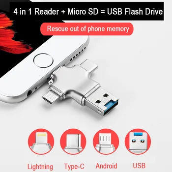 4 v 1, usb 3.0 multi Smart memory card reader OTG tip c adapter mini cardreader micro SD/TF kartice microsd za iphone adapter za prenosnik