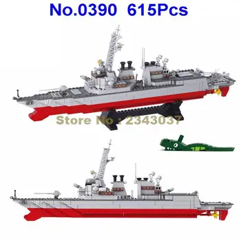 Sluban 615pcs vojska destroyer ima vojne ladje bojne gradniki Igrača