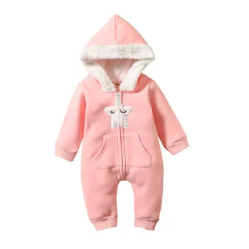 Otrok je toplo runo kapuco romper Novorojenega Dojenčka Baby Dekleta Pozimi Toplo Debele Romper Jumpsuit Hooded Plasti Obleke korejski Y4