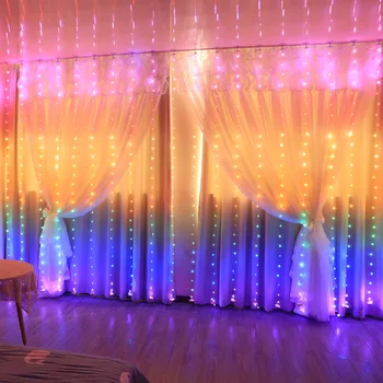 3m LED Zavese Niz Luči, S Kavljem za Daljinsko Garland Pravljice Luči Vrt Božič Zunanja Notranja Razsvetljava Za Okno Spalnice