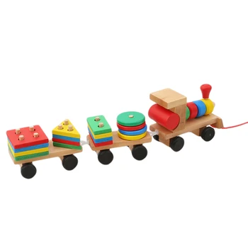 Vroče Prodajo 2021 Otroci Baby Razvojne Igrače, Lesene Vlak, Tovornjak Nabor Geometrijskih Bloki Čudovito Darilo Igrača