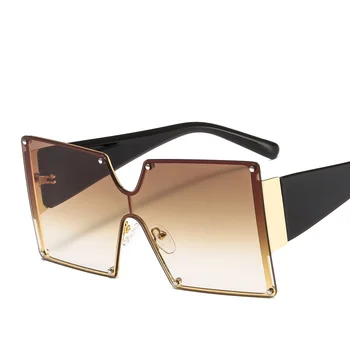GIFANSEE Prevelik Rimless Kvadratnih sončna Očala Ženske 2020 Nove Luksuzne blagovne Znamke, Modni Ravno Top Jasno Objektiv Enem Kosu Moških Očala Gafas