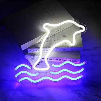 Dolphin, Neon, Luči LED Neon Znak Stenske Luči za Spalnica Dekoracijo Poroke Bar Valentinovo Stranka USB Božično Noč Luči