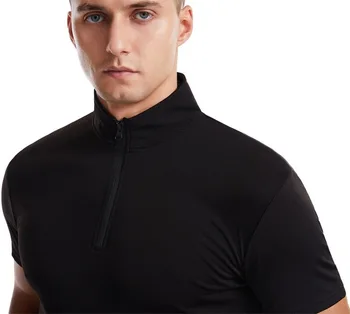 Jeseni Nova Moda za Moške Trdna Priložnostne Slim Dolgo sleeve T-shirt Street Fashion Pol Zadrgo Športnih T-shirt Poliester