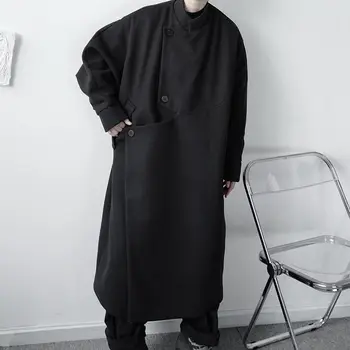 IEFB modno oblikovanje asimetrične moške volnene plašč svoboden oversize črne debele dolge obleke za moške jesensko zimski plašč 9Y4638