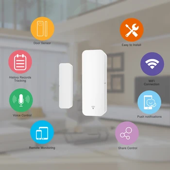 Tuya Smart WiFi vrata, senzor za vrata odpiranje/zapiranje detektor združljiv z Alexa googlova Domača stran Smart Life APLIKACIJO home security system