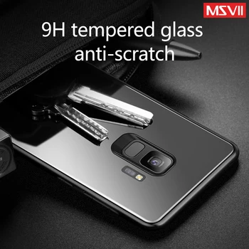 Za Samsung Galaxy S9 plus primeru MSVII Silikonska zaščita ohišje Za Samsung S9 Kaljenega stekla nazaj Kritje Coque S 9 telefon primeru