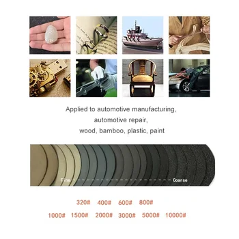100 kozarcev Sandpapers 3in/75 mm Nepremočljiva Brušenje Diskov, Wet & Dry Zgrinjati šmirgl papir 320-10000 Pesek