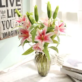 Valentinovo 2 veliki vodje umetno silikonski plastičnih lily ponaredek cvetje pravi dotik domov ureditev poroka tabela decorat
