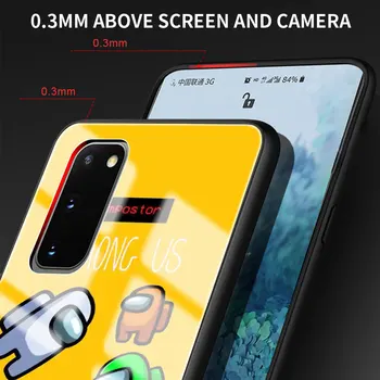 Kaljeno Steklo Primeru Telefon Za Samsung Galaxy S20 FE S21 Ultra 5G S10e S10 S8 S9 Plus Srčkan Med Nami Nazaj Lupini Kritje Coque Fundas