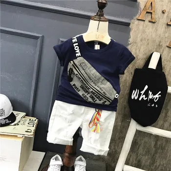 Otroci oblačila fantje kompleti oblačil 2019 poletje moda kul malčka otroško T-shirt traper hlače oblačila obleko 2 3 4 5 6 Let