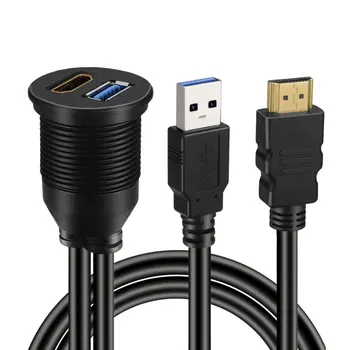 USB 3.0 / HDMI je združljiv s HDMI-združljiv + USB3.0 AUX Razširitev Armaturna Plošča Nepremočljiva Avto Podometno Montažo Kabla