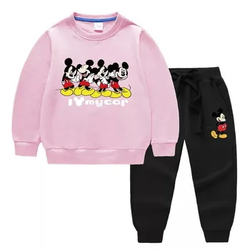 Risanke Disney Mickey Mouse Tiskanja Baby Boy Hoodies Majica+Hlače Otroci, Oblačila, Šport Obleke Malčka Otroci Trenirko Dekle