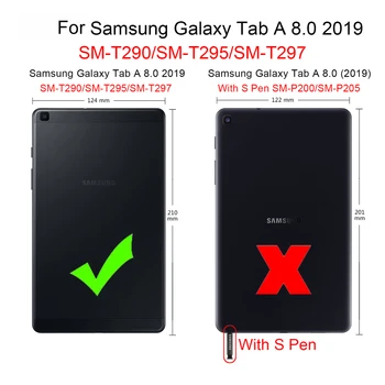 Za Samsung Galaxy Tab A 8.0 2019 SM-T290 SM-T295 Tablični Primeru Shockproof Otroci Varno PC Silicij Hibridni Stojalo za Celotno Telo, Pokrov