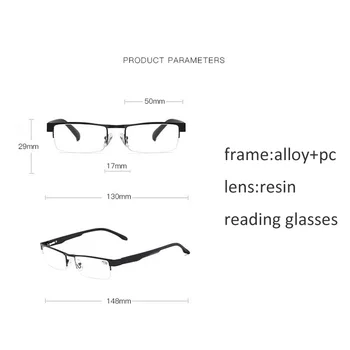 Kovinski Pol Okvir Obravnavi Očala Moški Ženske Poslovnih Kvadratnih Daljnovidnost Očala Na Recept +2.5 +3.0 +4.0 Daleč Vida Za Očala