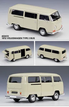WELLY 1:24 1973 VW T2 AVTOBUSNE Kovinska Luksuznih Vozil Diecast Potegnite Nazaj Avtomobile Model Igrače za Boy Zbirka
