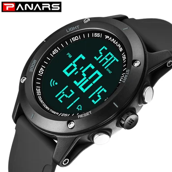 Šport na prostem Watch PANARS Moških Budilka 5Bar Nepremočljiva Vojaške Ure LED Zaslon Udar Vojske Zelena Digitalni Watch relogio