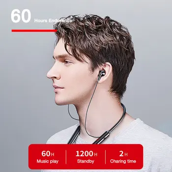 EARDECO Power LED Zaslon Bluetooth Slušalke Stereo 60 Ur Vzdržljivosti Bas Brezžične Slušalke Neckband Slušalke TF Kartice Magnet