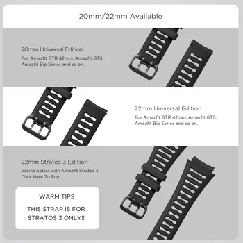 Amazfit Usnje Silikon Usnje Flouororubber Trak 20 mm/22 mm Originalno dodatno Opremo za pametno uro