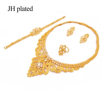 Nakit set zlato barvo, nakit sklopov Afriška poroko ornament poročna darila za ženske collares ogrlico, zapestnico, uhane, prstan iz