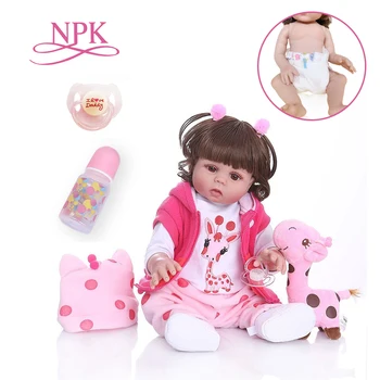 Kodraste lase 49 CM bebe lutka prerojeni malčka lutka dekle v roza obleko za celotno telo, mehki silikonski realne baby Kopel igrača nepremočljiva