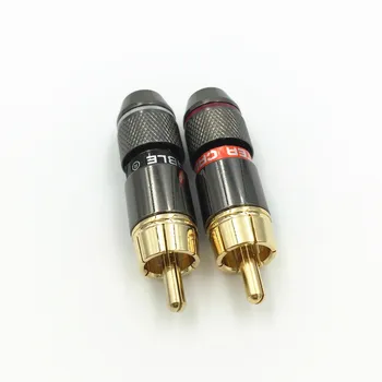 4Pcs Visoke Kakovosti Baker RCA Moški Plug Adapter Avdio Phono Spojka Konektor za Kabel Zvočnikov Ojačevalniki Podporo 6MM Kabel